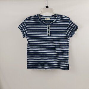 Madewell XXS Blue White Stripe Womens T-shirt Top Summer Spring Buttons